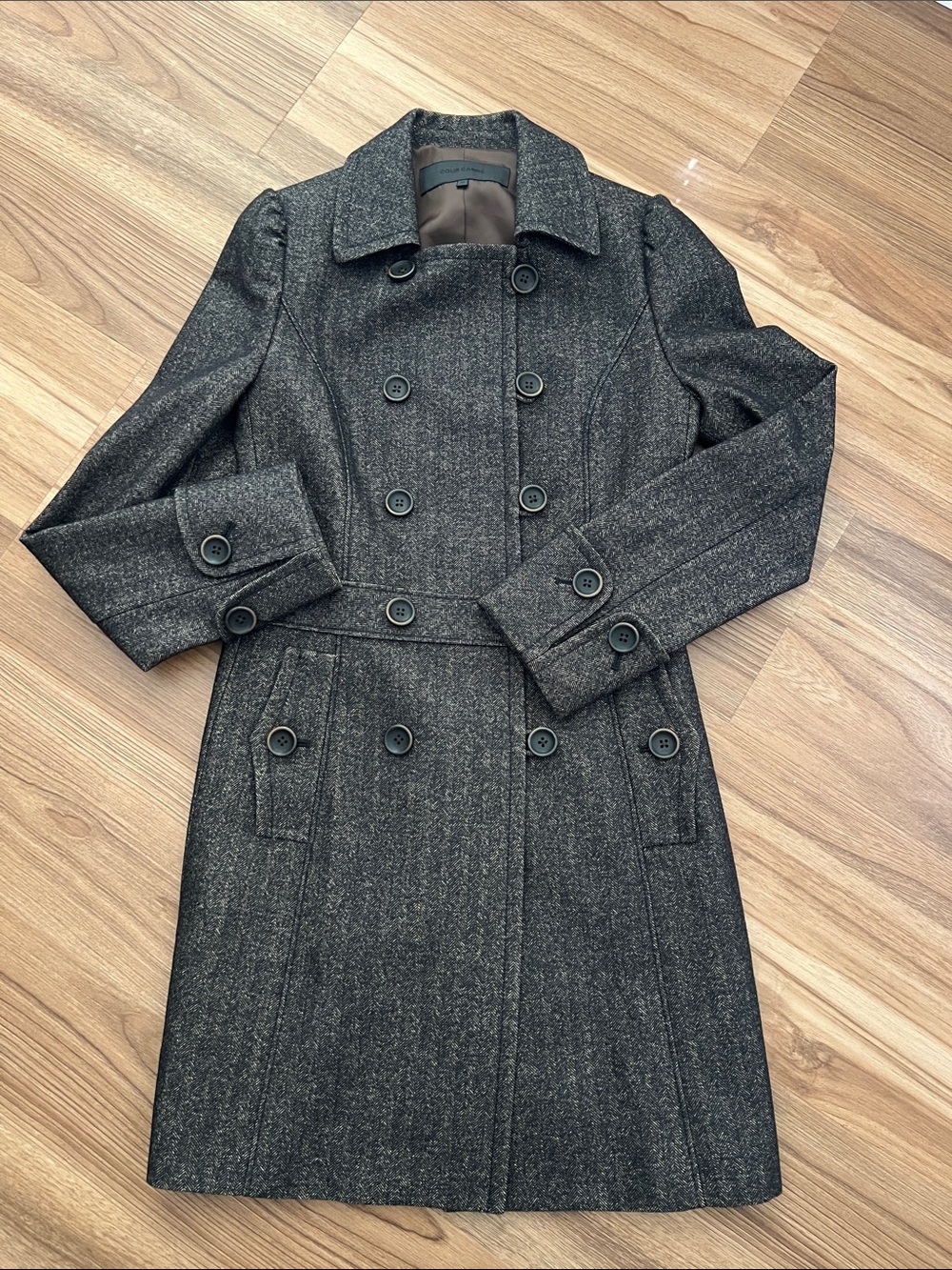 Cour Carre | Pea Coat Jacket Coat Herringbone Wool Blend Size 40/ Small